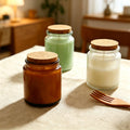 200ml 100ml 8oz 4oz Amber Green clear Bottle Glass Candle Jar with Cork Lid Candle Vessel on Sale