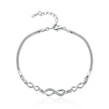 Authentic 925 Sterling Silver Endless Love Infinity Chain Link Adjustable Women Bracelet Luxury Silver Jewelry SCB037