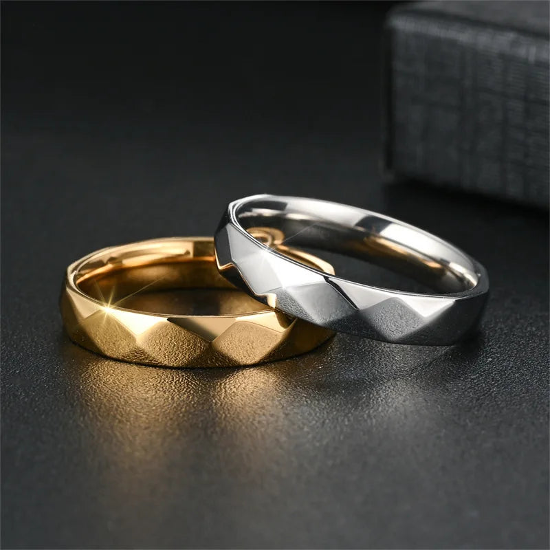 Diamond-Faced 4mm Stainless Steel Ring Elegant Personalized Couple Jewelry Accessory From Europe and America Fashion Rings