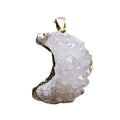 New Arrival Moon Shape Pendant Necklace with Natural White Crystal Stone Gold Plated Rope Chain for Gift