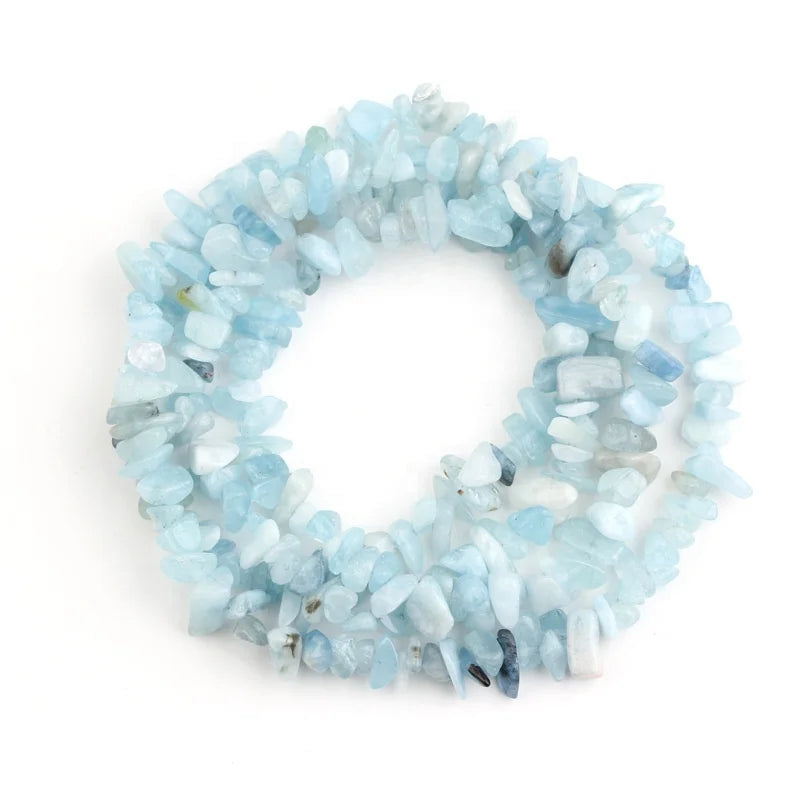 Wholesale Aquamarine Jewelry Making Crafts Tumbled Chips Stone Irregular Shaped Natural Aquamarine Loose Beads 33"
