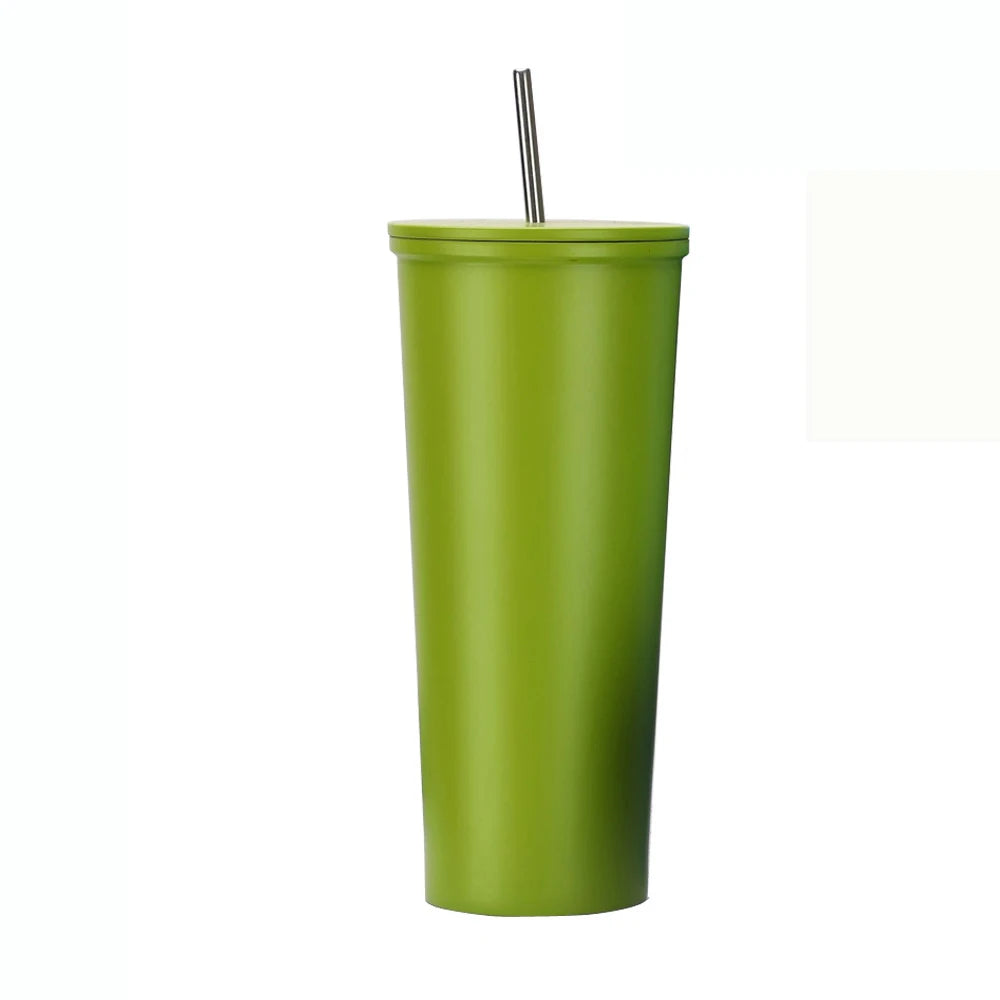 sublimation frosted tumbler with straw pink stainless steal straws Custom LOGO MegaBDM