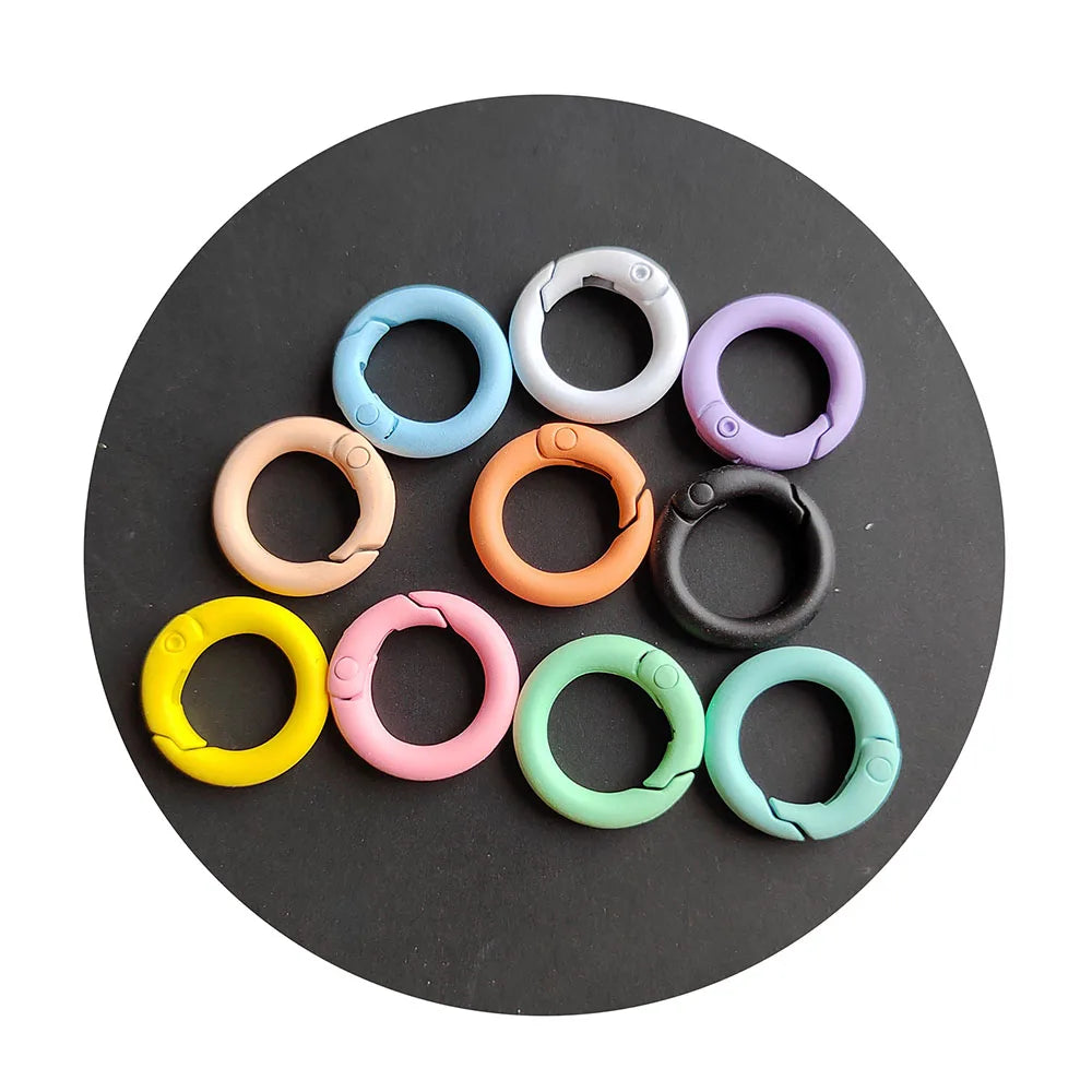 Colorful Metal O Ring Spring Clasp Openable Round Carabiner Keychain Clips Hook Dog Chain DIY Jewelry Buckle Connector
