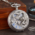 Vintage Half Silver Dragon Zinc Alloy Dial Hollow Mechanical Pocket Watch