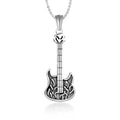Talent Stainless Steel Music Guitar Bass Pendant Fine Charms Necklace Jewelry for Costume Jewellery