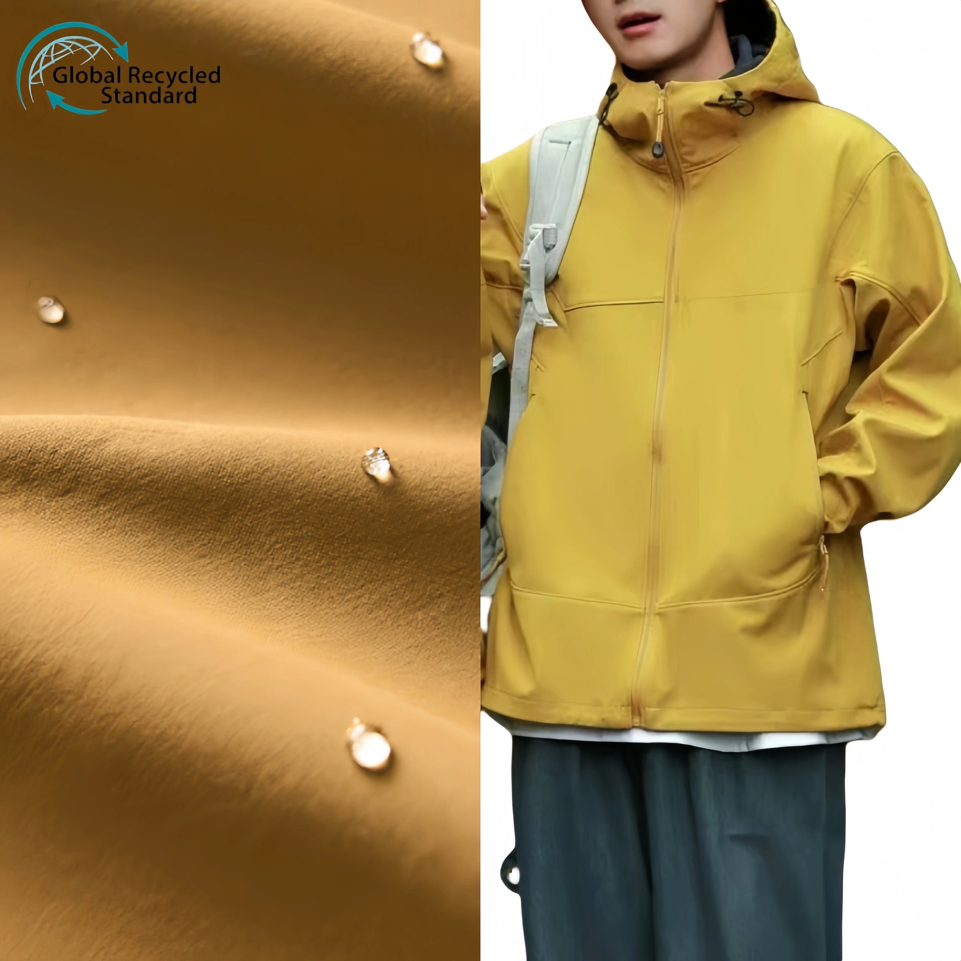 Hot Sale 100% Polyester Woven Plain Dyed Crepe Reflective Softshell Fleece Fabric Water Proof Coated for Outdoor Garments Girls