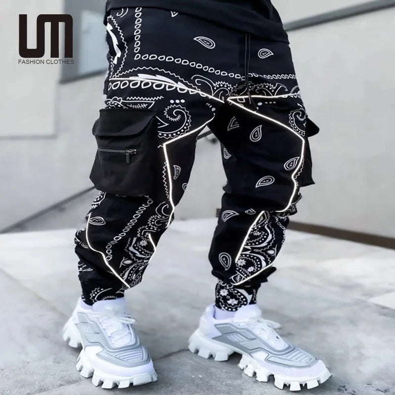 Cheap Hot Selling Men s Fashion Street Printed Loose Hip Hop Pocket Cargo Pants Plus Size Trousers