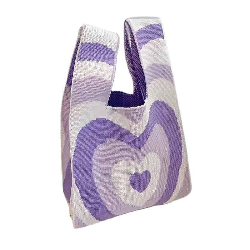 Women's Large Capacity Polyester Knitted Tote Bag Versatile One Shoulder Bucket Bag for Shopping and Children's Use New Design