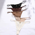 JOGOGO Wholesale Customize Ice Silk Low Waist Traceless Breathable Panty Thin Belt Ring Chain Seamless T-back G-string Thong