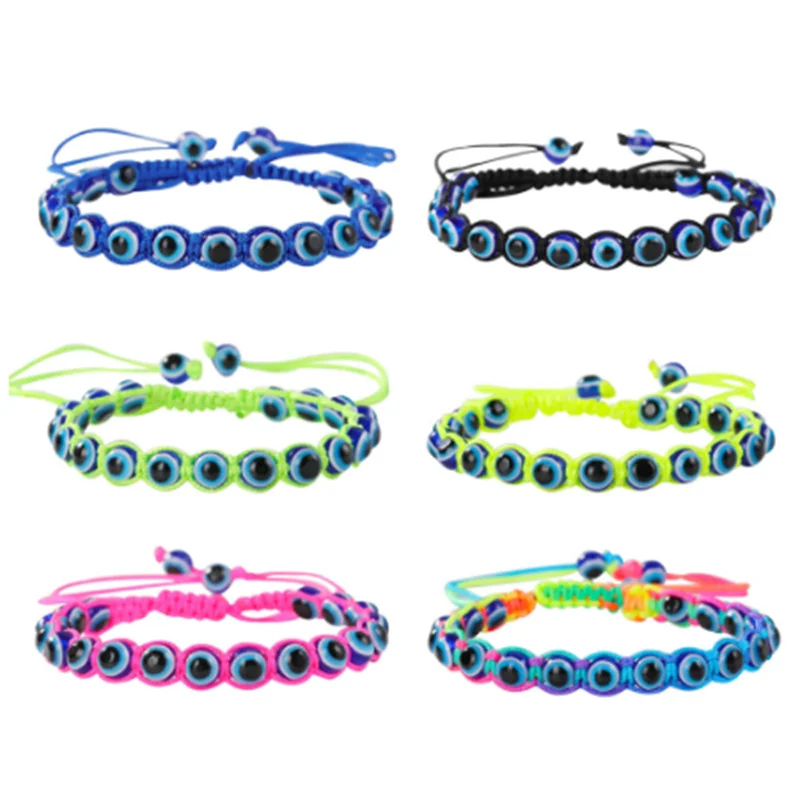 YK New Handmade Woven Braided Cheap Blue Evil Eyes Bracelet