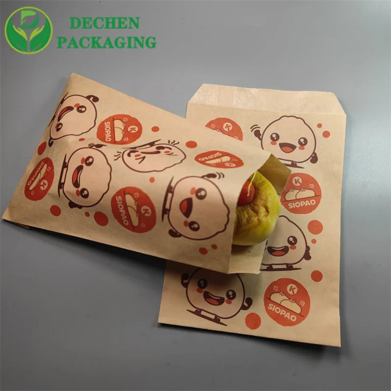 Custom Printed Kraft Paper Bag for Food Packaging for Siopao Takeaway & Delivery Offset Printing with Your Own Logo