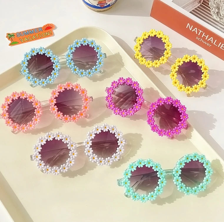 LBAshades Children's New Sun Flower Sunglasses Cute Baby Comfortable 1-6 Years Old Kids Sunglasses Round Frame Flower Glasses