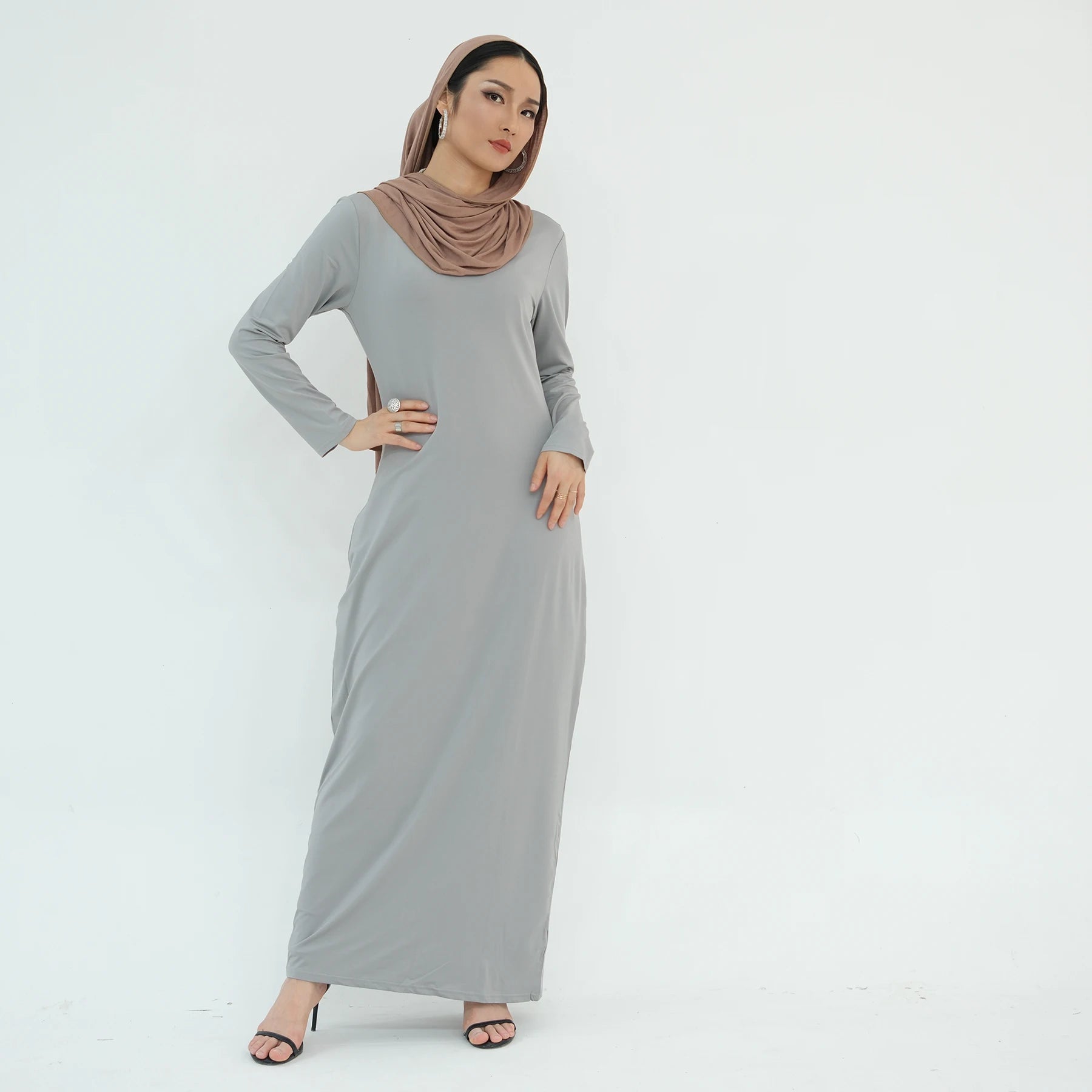 Loriya Fashion Women Soft Stretchy Islamic Clothing Bottom Dress Ladies Abaya Inner Dress Abaya Women Muslim Dress