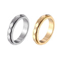 G1314 Tungsten Steel Rotate Ring Jewelry 14k Gold Plated Spinning Finger Rotating Fidget Anti Anxiety Rings