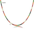 FUAMAY Handmade Rainbow Crystal Tennis Necklace Women's Fashion Jewelry with Geometric Beads and Zircon for Weddings and Gifts