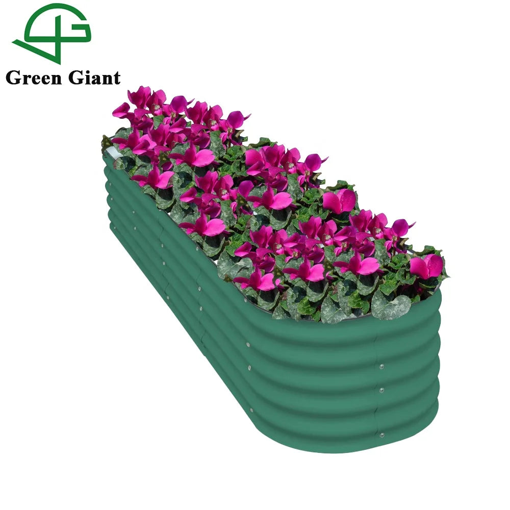 Hochbeet Gardening Planter Box 17'' Tall 9-In-1 Olive Green Modular Corrugated Metal Raised Garden Bed