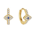 Nagosa Gold Vermeil Jewelry Wholesale Women 925 Sterling Silver Pave Blue Zirconia Eye Huggie Hoop Earrings