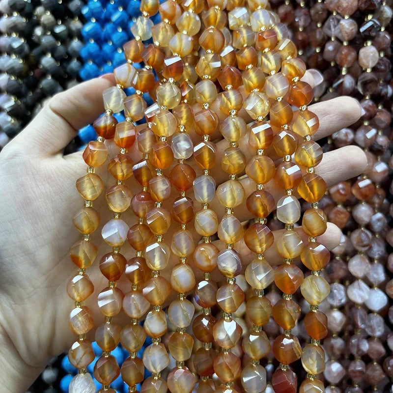9-10mm Natural Well Polished S-shaped Faceted Energy Beads Loose Beads for Jewelry Making Bracelets Necklaces Stone Beads