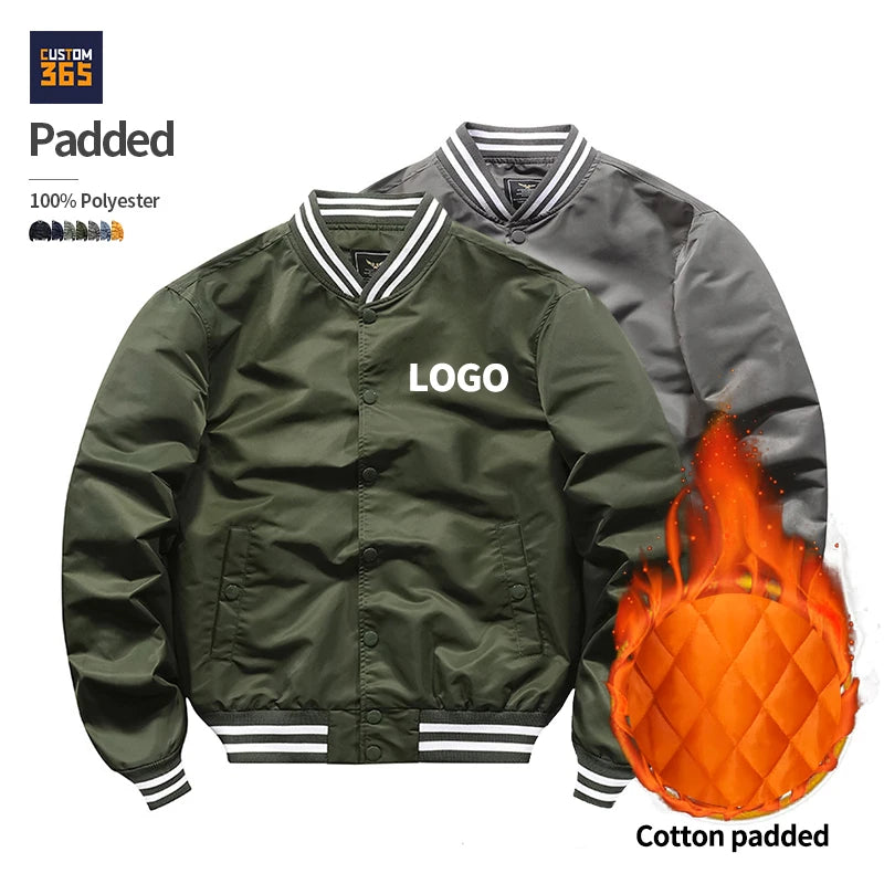 Thicken Padded Quilted Blank Varsity Wholesale Custom Unisex Clothes Bomber Jacket Men
