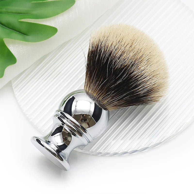 Excellent Quality Custom Logo Shaving Brush Silver Metal Handle Shaving Brush Silver Tip Badger Hair Soap Shaving Cream Brush