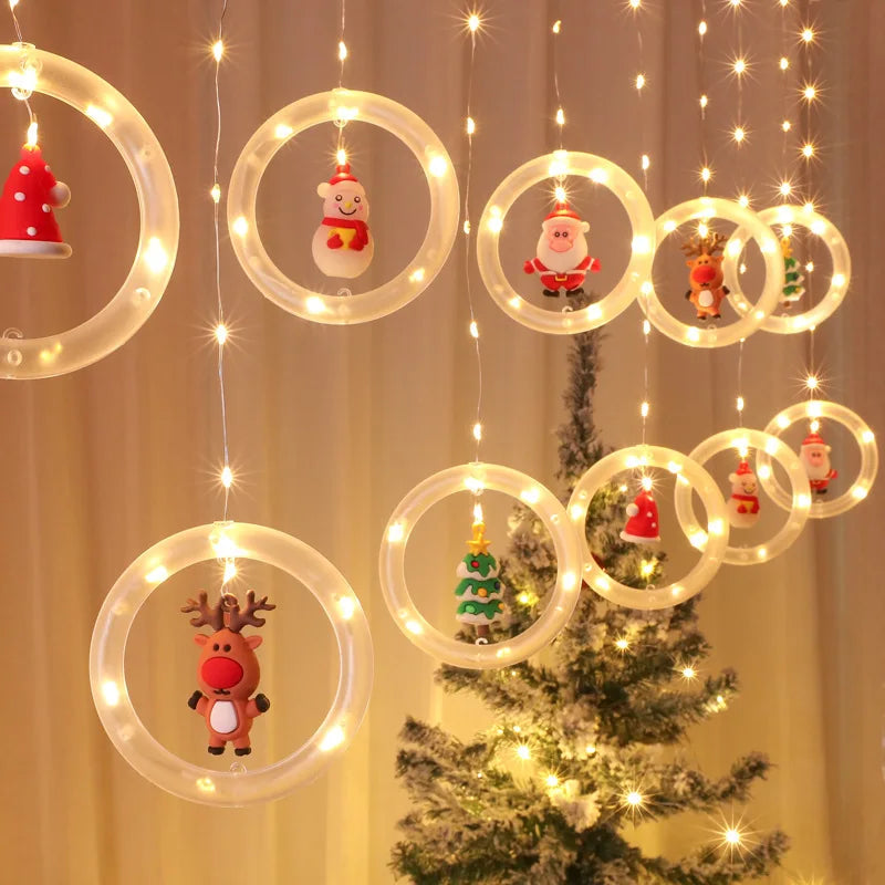 Christmas Wish Ring LED Copper Wire Curtain Decorative Lights for Holidaywindowhotelshopping Mallhomeparty