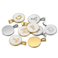 5Pcs Delicate Stainless Steel Round Shell English Letters Gold Color Charms Pendants for DIY Jewelry Necklace Earrings Supplies
