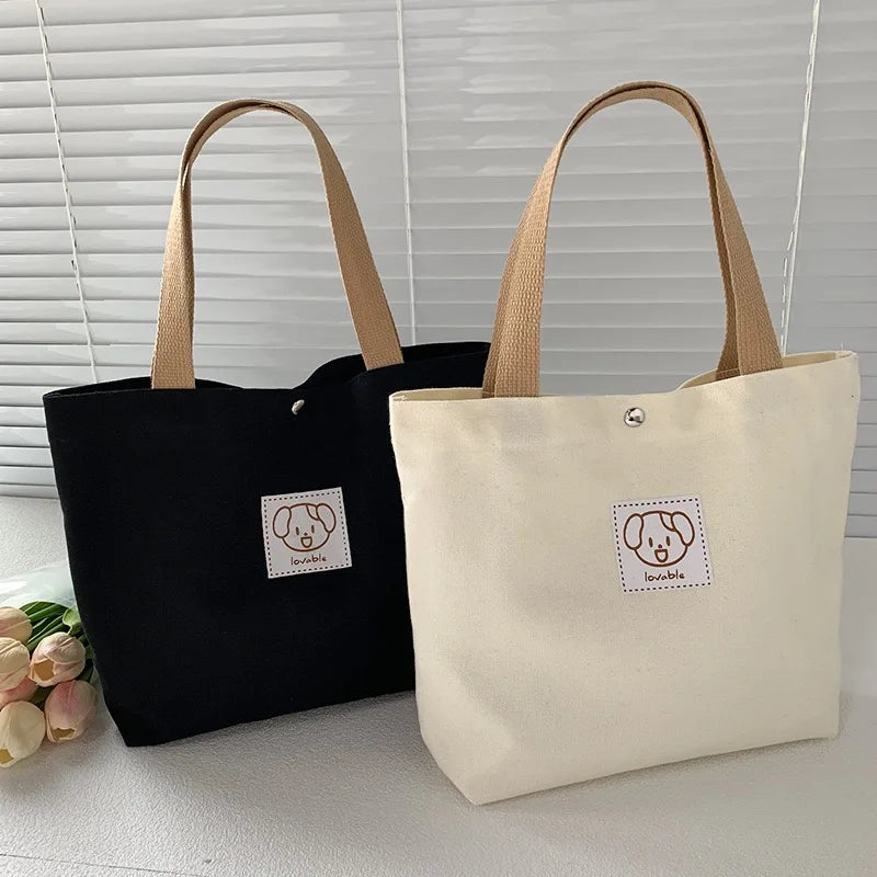 Luxury Large Capacity Women's Cotton Canvas Shopping Tote Bag With Pocket
