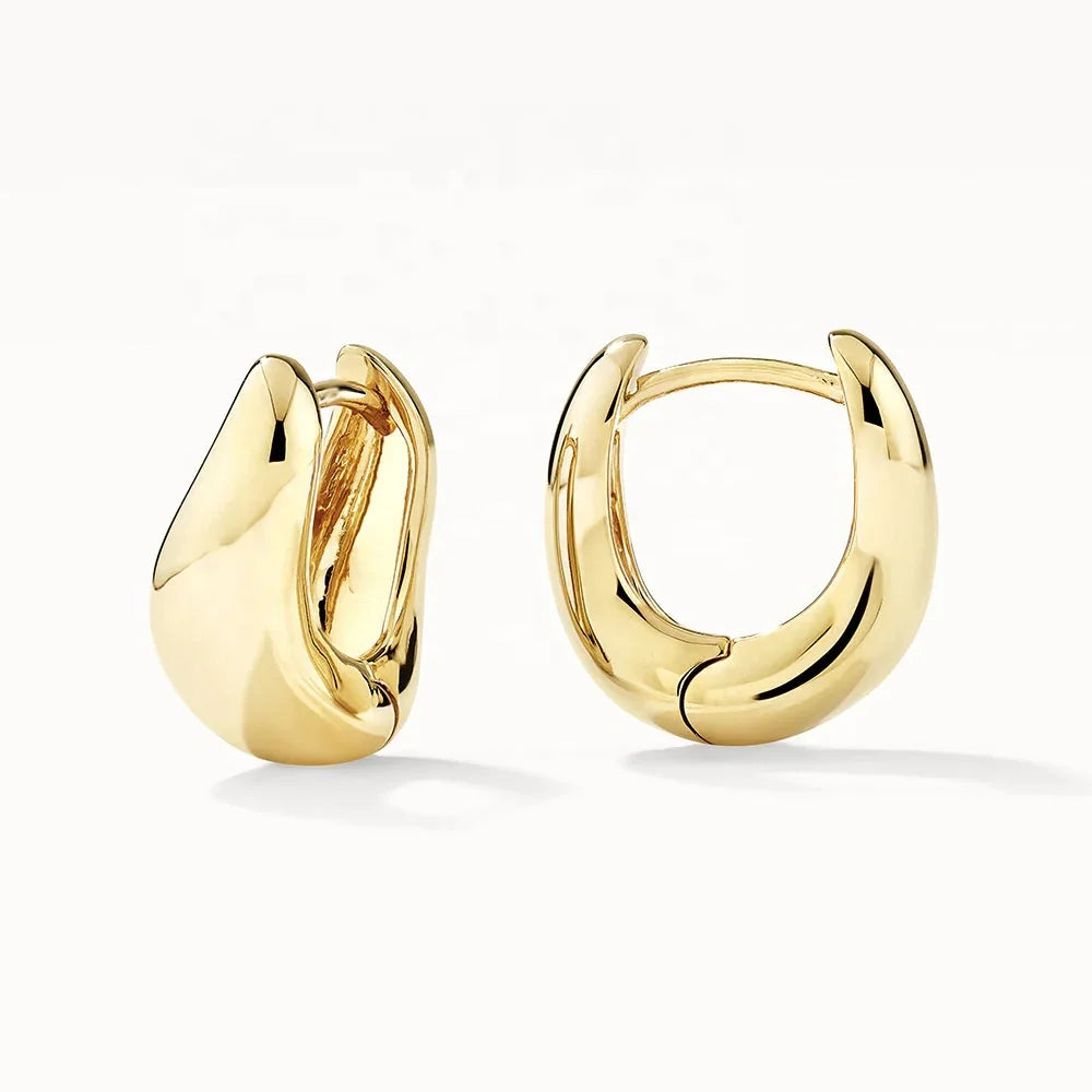 LOZRUNVE 925 Sterling Silver Jewelry 18k Gold Minimalist Wave Dome Hoop Earring Set