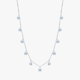925 Sterling Silver Luxury Wedding Engagement Fine Jewelry Sparkle Pear Cut Elegant Charms Chokers Necklace for Women