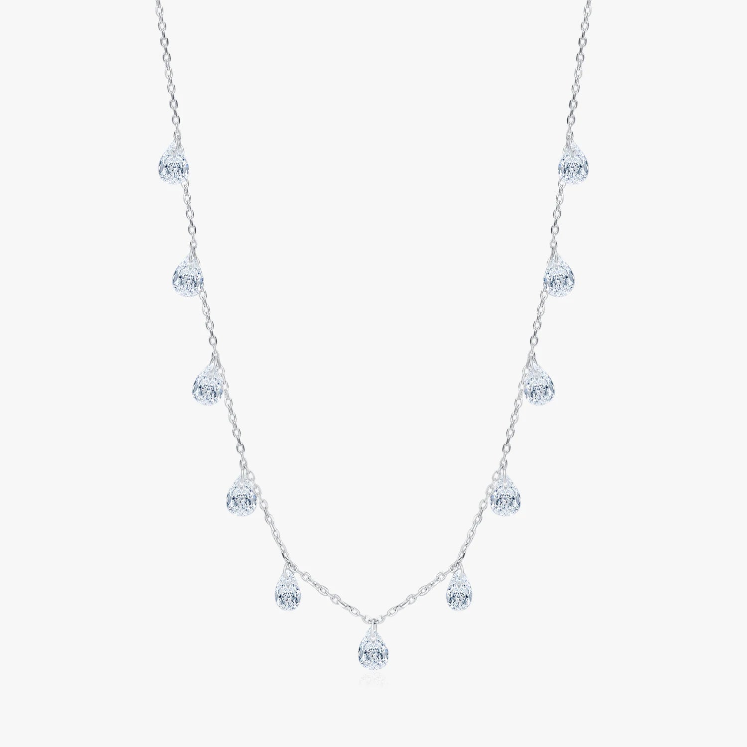 925 Sterling Silver Luxury Wedding Engagement Fine Jewelry Sparkle Pear Cut Elegant Charms Chokers Necklace for Women