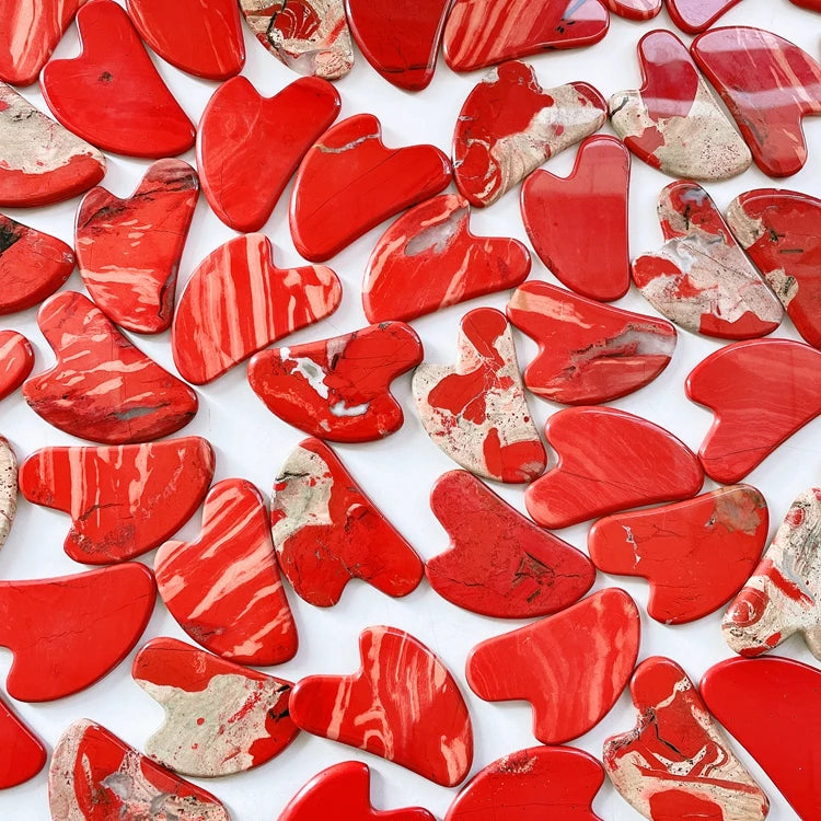 HZ Cheap Price Red jasper Facial Guasha Board Heart Shape Crystal Board for Healthy Body