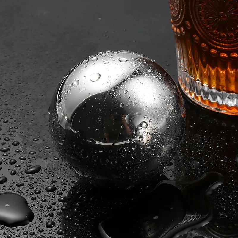 Hot Sale Wine Chiller 38mm Ice Cube Ball Round Shaped 304 Stainless Steel Chilling Stone Balls Whiskey Metal Ice Balls