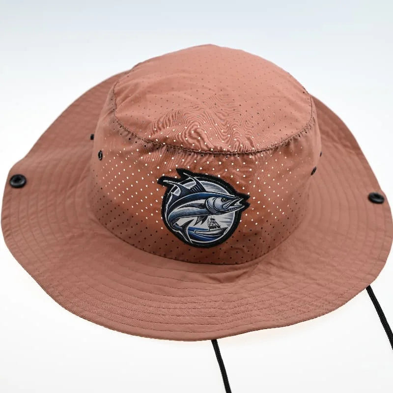 Custom Laser Hole Fisherman Cap Fishing Hat With Windproof Rope String Fisherman Bucket Hat Quick Dry Nylon Wide Brim Boonie Cap