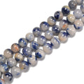 Natural Dumortierite in Quartz Crystal Bead Strand 4mm 6mm 8mm 10mm Smooth Round Beads for Jewelry Making