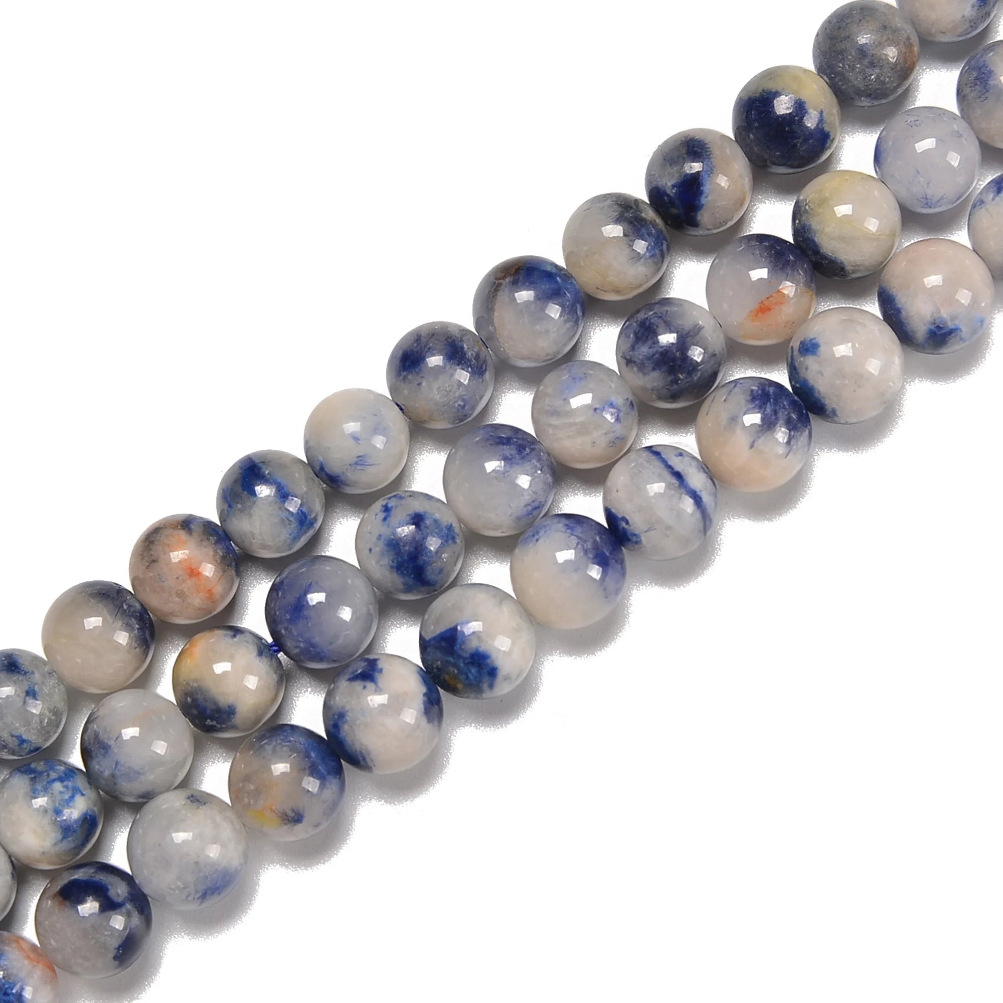 Natural Dumortierite in Quartz Crystal Bead Strand 4mm 6mm 8mm 10mm Smooth Round Beads for Jewelry Making