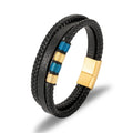Fashion Leather Jewelry Multi-strap Man Braided Leather Bracelet Stainless Steel Vegan Leather Bracelet for Man