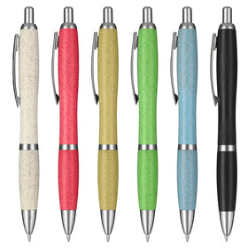Wholesale Design Retractable Wheat Straw Pen Recycled Eco Friendly Wheat Straw Material Custom Logo Pen Promotional Gifts EP002