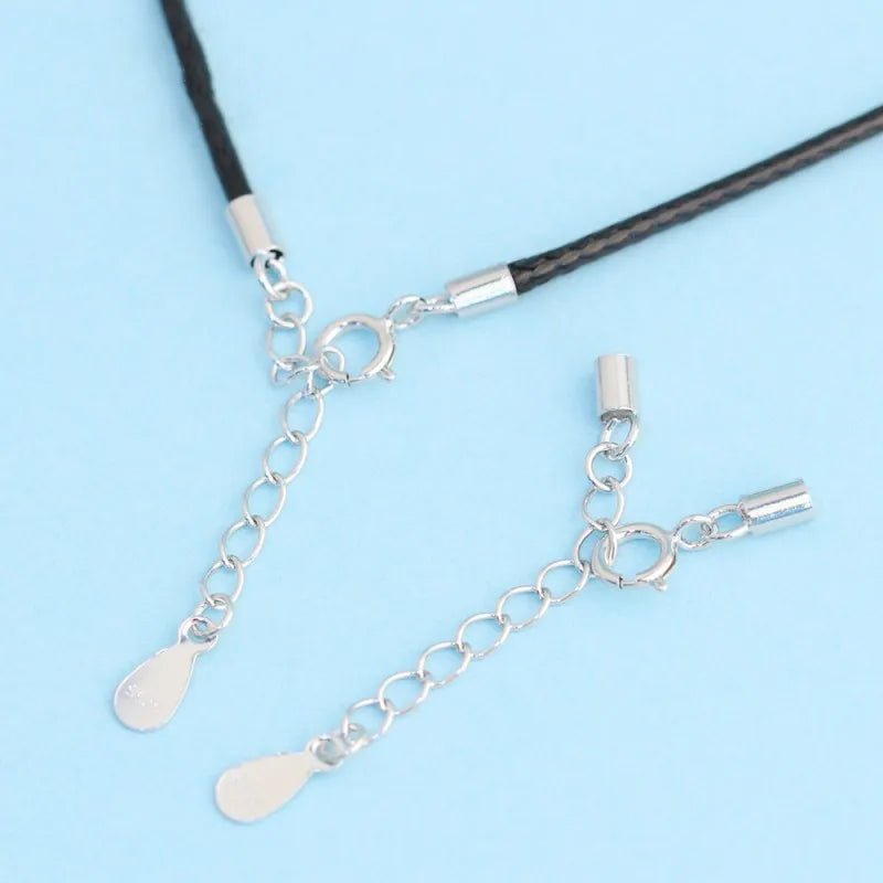 925 Sterling Silver Leather Cord End Clasps Connectors Lobster Clasp End Caps Extender Chain for Jewelry Findings Components