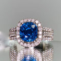 Huitan Advanced Custom Jewelry Lady Girls Big Blue Oval Zircon Rings Three Layer Stackable Silver Dainty Luxury Rings