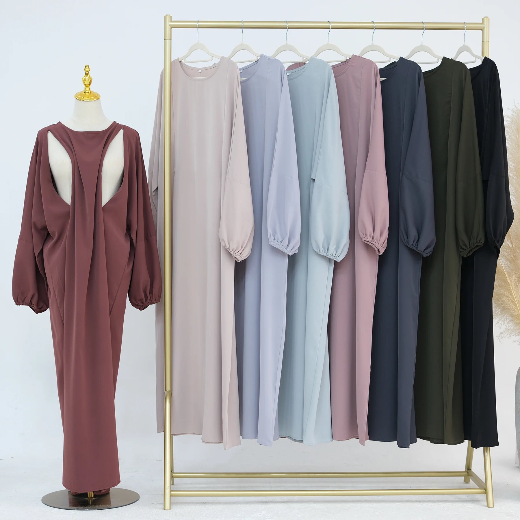 2024 Wholesale Solid Color Nida Convenient Mommy Breastfeeding Abaya Plus Size Womens Clothing Dresses Abaya Islamic Clothing