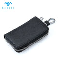 Custom Price Saffiano Leather Key Chain Holder with Zipper Men's Car Key Case Stylish Black Card Holder Wallet Accessory