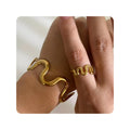 Fashion Jewelry Bracelets Bangles 18k Gold Plated Jewellery Hypoallergenic Stainless Steel Waterproof  Irregular Wave Cuff