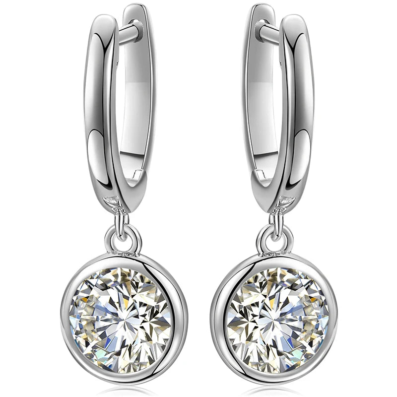 Simple Design Jewelry 2ct VVS1 D Color White Gold 925 Sterling Silver Drop Earrings for Women Luxury Jewelry Gift