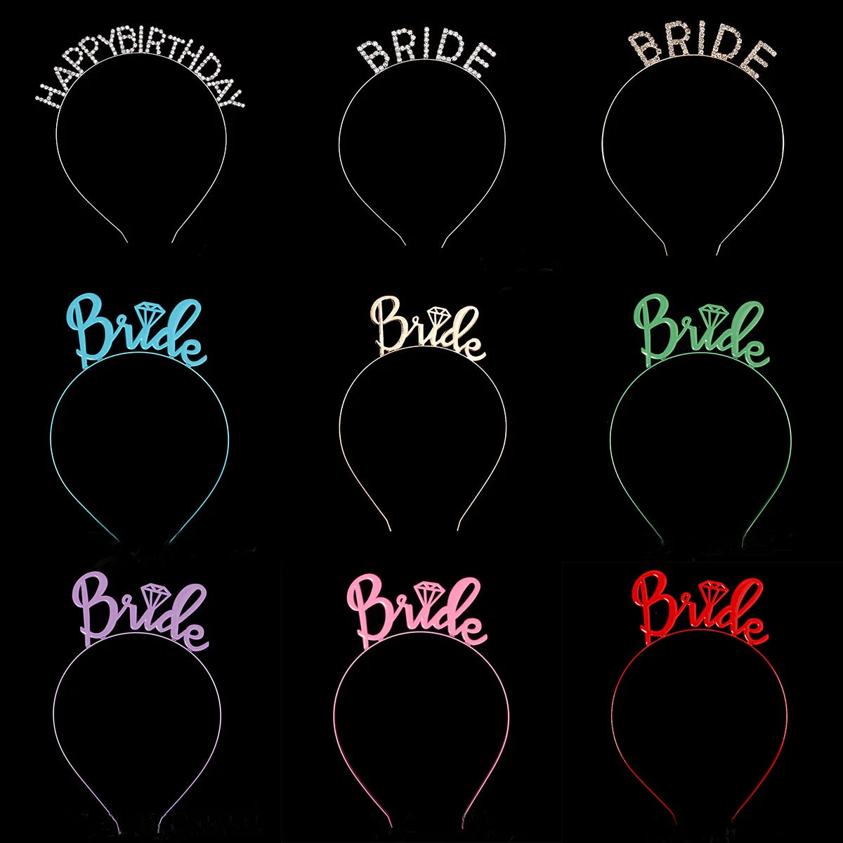 BRIDE Letter Word Crown Hairband Birthday Party Alloy Rhinestone Tiara Bridal Wedding Headband for Women Girls