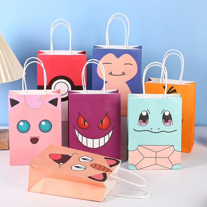 Creative Colorful Custom Cartoon Theme Kraft Paper Promotional Party Gift Packaging Paper Bags With Handle