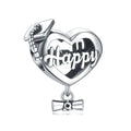 OEM ODM 925 Sterling Silver Happy Graduation Love Heart Beads Charm DIY Bracelet Necklace Jewelry Accessories Fine Jewelry Gift