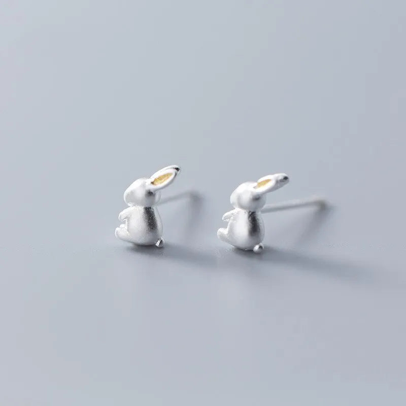 Cute Lovely Rabbit Shape Small Studs Women 925 Sterling Silver Fashion Jewelry Earrings