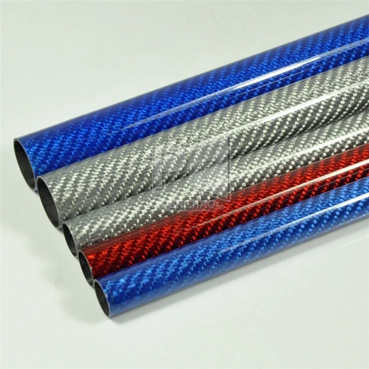 3K Glossy Blue Red Silver Diameter 10mm 12mm 14mm 16mm 18mm 20mm 22mm 24mm 26mm 28mm 500mm Carbon Fiber Tube