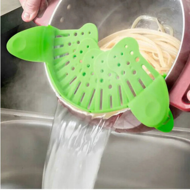 Collapsible Plastic Clip-On Strain Strainer Kitchen Gadgets for Pasta Noodle Vegetable Beef Sauce