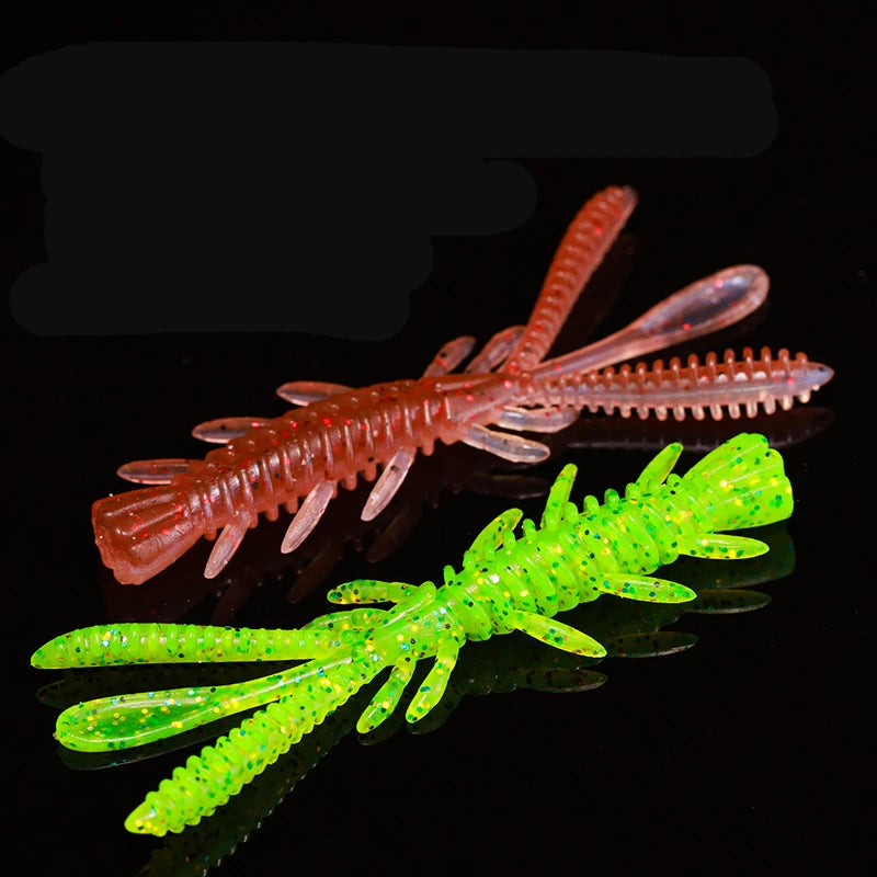 YOUME 6cm TPE Shrimp Bait Floating Soft Lures with Smell for Pike Trout Bass ABS Worm Baits for River Lake Stream Fishing